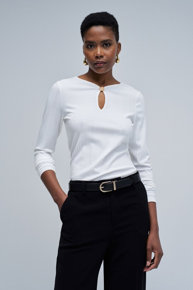 CAMISOLA DE MALHA CANELADA